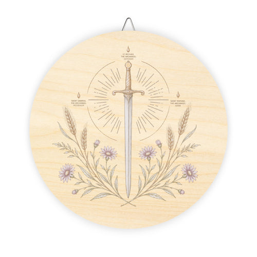 Archangel Emblem | Michaelmas Sacred Art Wood Sign