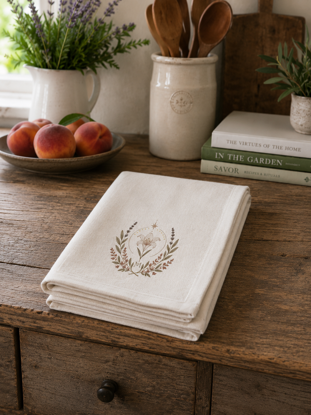 Marian Feast Emblem Tea Towel (cotton, poly)