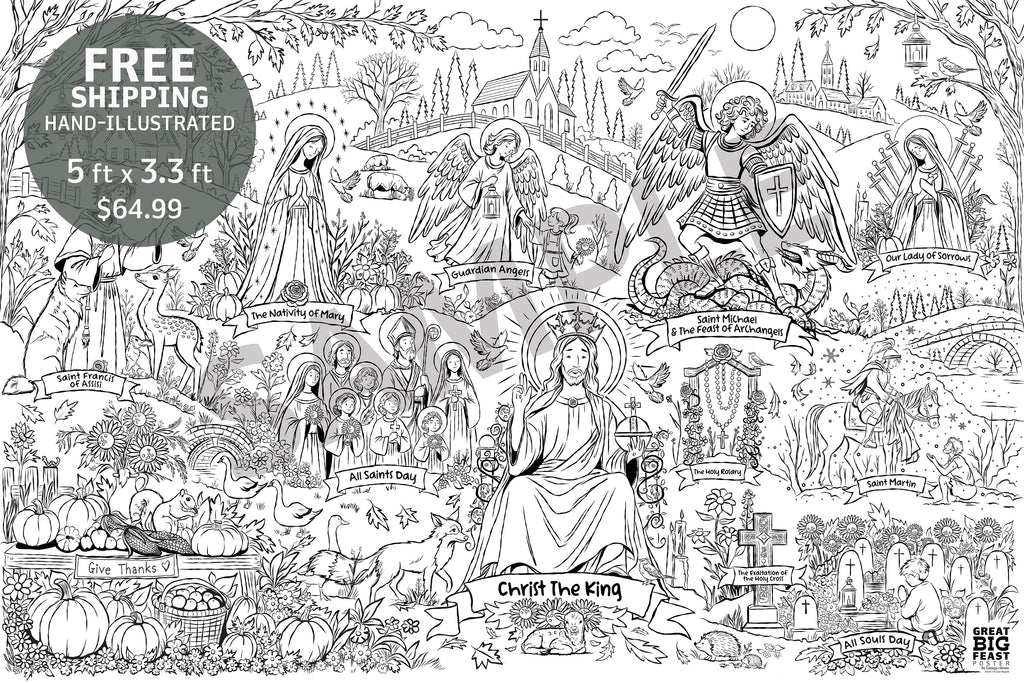 60x40 Great Big Feast: Fall Church Year Coloring Poster | September–November | Liturgy + Home