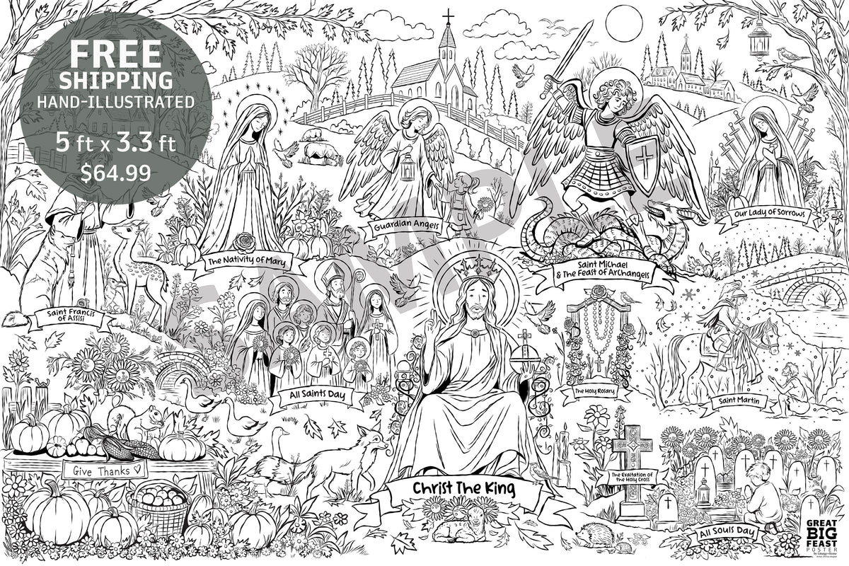 60x40 Great Big Feast: Fall Church Year Coloring Poster | September–November | Liturgy + Home